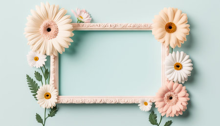 Frame copy space decorate with cute flower background.の写真素材