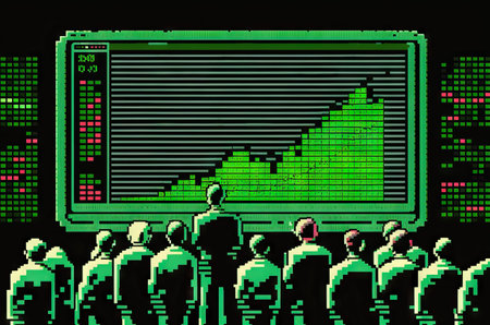 Green graphic illustration of business stock market bull run and growth with graph and diagram....