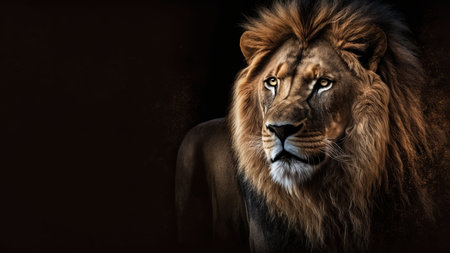 Lion with copy space background. World wildlife day concept.