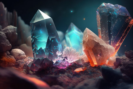 Abstract multicolor many crystal stone diamond background.の写真素材