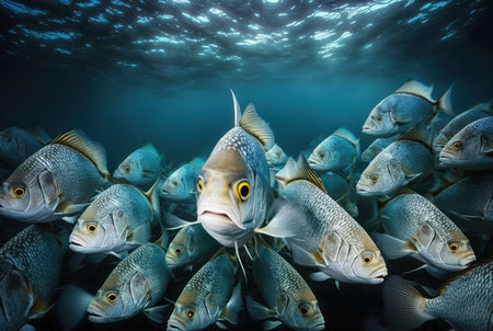 Under water world wildlife animals beautiful background. World water day concept.の写真素材