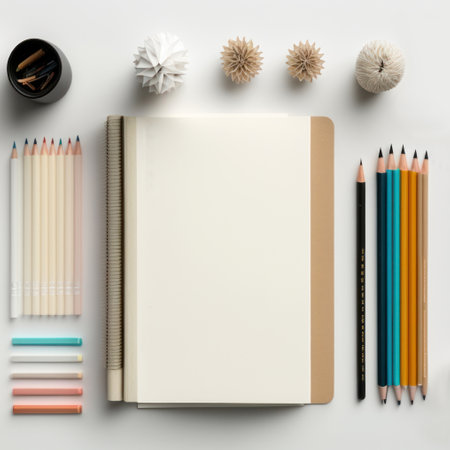 Top view of stationary object on white background.の写真素材