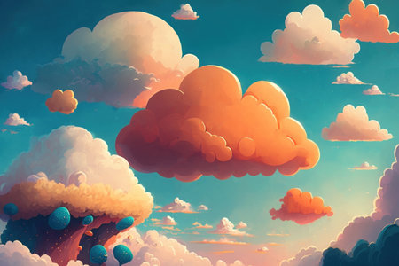 Cute 3d sky and cloud copy space background.の写真素材