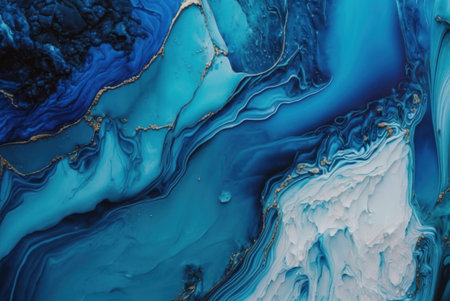 Blue creative abstract hand painted design wallpaper background, marble textureの写真素材