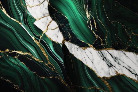 Abstract marbled texture dark green and white marble with golden veins artificial stone illustration graphic design creative wallpaper.の写真素材
