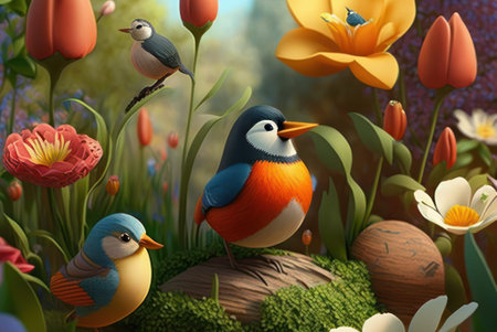 Color of Spring season Plant and flower cute background.の写真素材