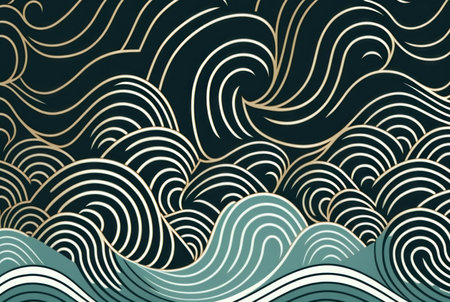 Japanese background with line wave pattern vectorの写真素材