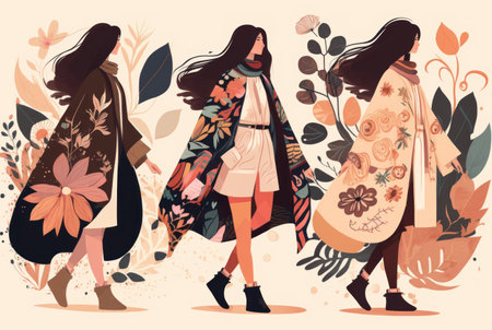 Illustration of boho playful style for fashion background.の写真素材