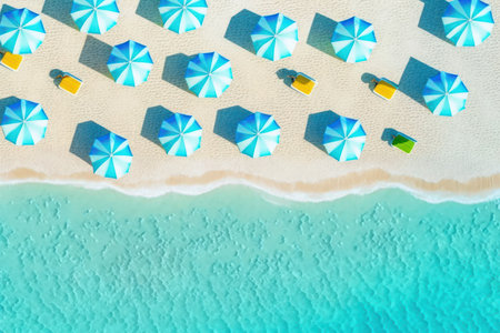 Top view tropical summer sea beach background.の素材
