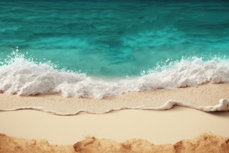 Summer sale banner, tropical sea beach with blue sky background.の素材