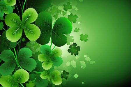 Saint Patrick's day design with clover leaf on green backgroundの素材