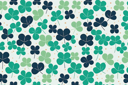 Cute clover leaf pattern background. St Patrick day concept.の素材