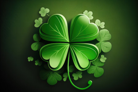 Saint Patrick's day design with clover leaf on green backgroundの素材