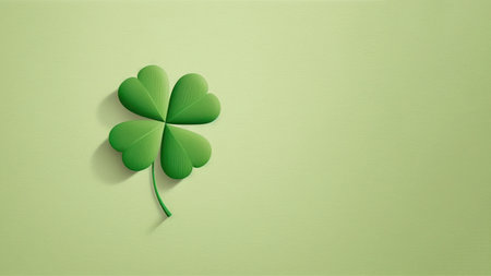 Cute clover leaf on pastel green background with copy space.の素材