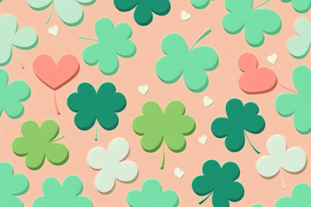 Cute clover leaf pattern background. St Patrick day concept.の素材