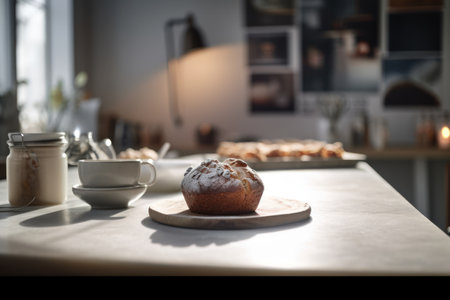 Amazing photo of gorgeous bakery  and cakes in nordic style cafe  background.の素材