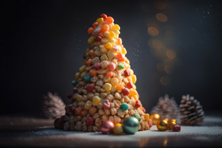 Closed up of cookies Christmas tree and bokeh background. Celebration Christmas Day background.の素材