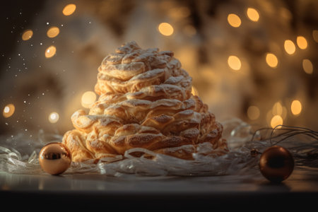 Closed up of cookies Christmas tree and bokeh background. Celebration Christmas Day background.の素材
