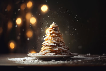 Closed up of cookies Christmas tree and bokeh background. Celebration Christmas Day background.の素材