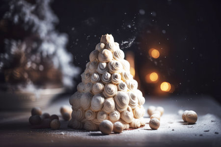 Closed up of cookies Christmas tree and bokeh background. Celebration Christmas Day background.の素材