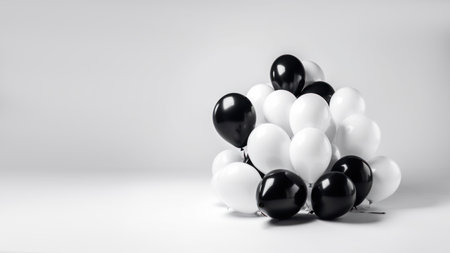 Black and white balloon on white background with copy space.の素材