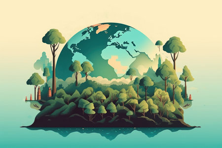 World environment and earth day concept flat illustration background.の素材