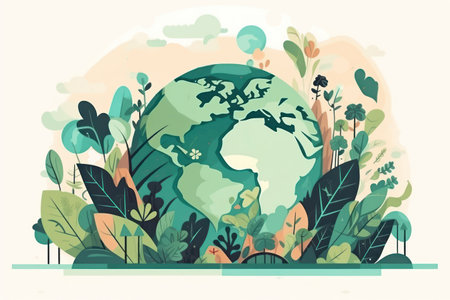 World environment and earth day concept flat illustration background.の素材