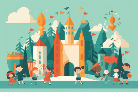 Flat illustration graphic design world children's day concept.の素材