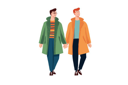 Flat illustration organic graphic design pride day gay couple  in love concept.の写真素材