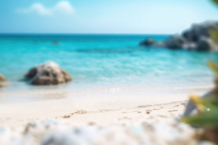 Selective focus of white sand on beautiful beach background.の素材