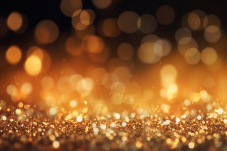 Glitter vintage lights background. Abstract luxury background with shine particles. Christmas light shine particles bokeh on colorful background.の素材