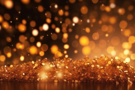 Glitter vintage lights background. Abstract luxury background with shine particles. Christmas light shine particles bokeh on colorful background.の素材