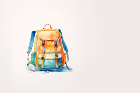 Student school backpack isolated on white. background with copy space.の素材