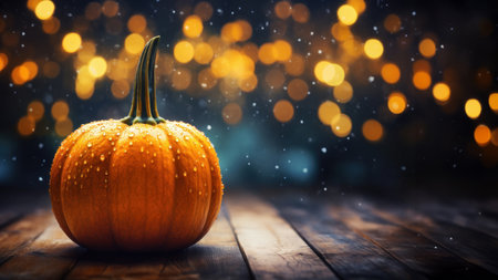 Pumpkin on orange bokeh background halloween theme.の素材