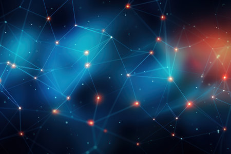 Technology abstract science background with connecting polygon lines design.の素材