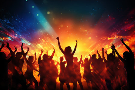 People are dancing at the concert playful happy vibe.の素材