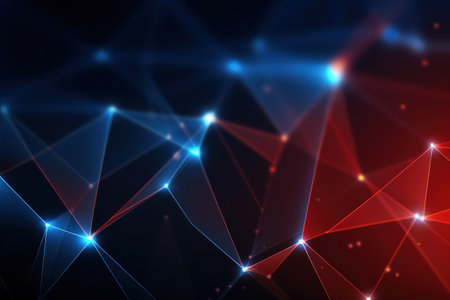 Technology abstract science background with connecting polygon lines design.の素材