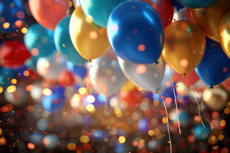 Balloons and happy new year concept party celebration background.の素材