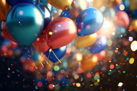 Balloons and happy new year concept party celebration background.の素材