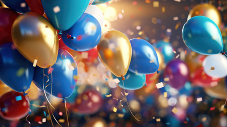 Balloons and happy new year concept party celebration background.の素材