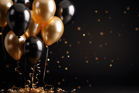 Balloons and happy new year concept party celebration background.の素材