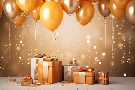 Balloons and happy new year concept party celebration background.の素材