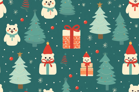 Cute doodle Christmas theme pattern seamless background.の素材