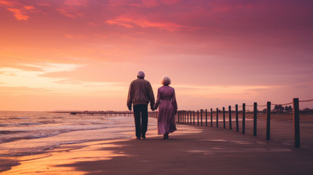 Closed up Happy couple together with lovely moment at beach golden hour.の素材