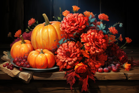 Flat design Thank giving day concept copy space background.の素材