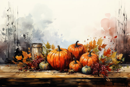 Flat design Thank giving day concept copy space background.の素材
