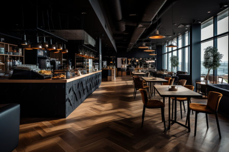 Modern interior coffee and restaurant cafe background.の素材