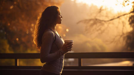 Young woman work out at out door park in morning sunrise.の素材