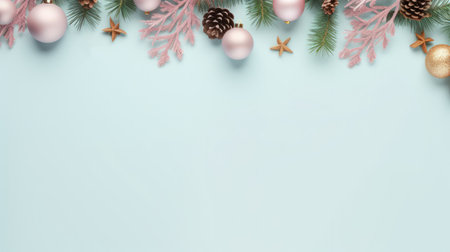 Top view of christmas decorate item with copy space background.の素材