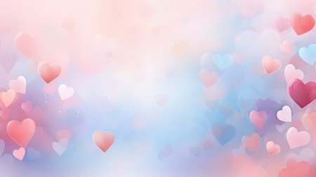 Abstract many hearts watercolor colorful pastel background.の素材